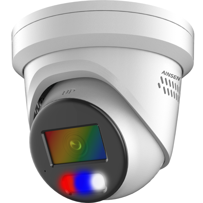 AINSEN 8MP Active Deterrence IP Camera Red and Blue Flash Light Two Way  Audio Alarm Full Color Night Vision